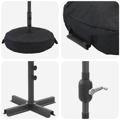 vidaXL Garden Parasol with LED Lights 200 x 300 cm Polyester Black