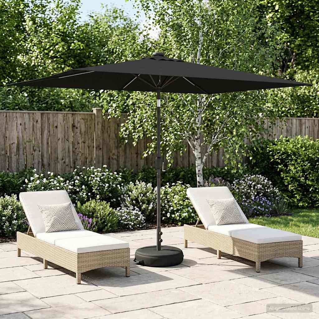 vidaXL Garden Parasol with LED Lights 200 x 300 cm Polyester Black