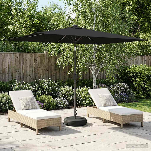 vidaXL Garden Parasol with LED Lights and Base 200 x 300 cm Polyester