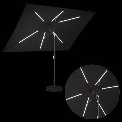 vidaXL Garden Parasol with LED Lights and Base 200 x 300 cm Polyester