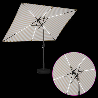 vidaXL Garden Parasol with LED Lights and Base 200 x 300 cm Polyester