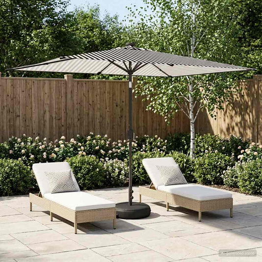 vidaXL Garden Parasol with LED Lights and Base 200 x 300 cm Polyester
