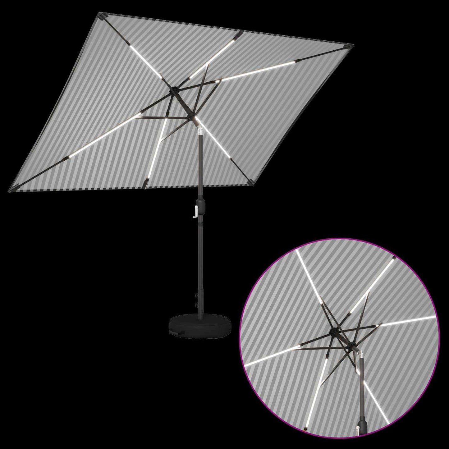 vidaXL Garden Parasol with LED Lights and Base 200 x 300 cm Polyester
