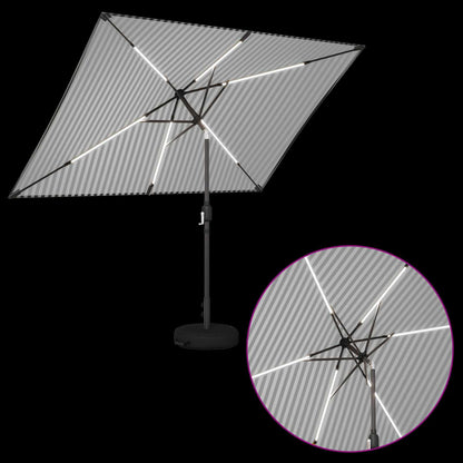 vidaXL Garden Parasol with LED Lights and Base 200 x 300 cm Polyester