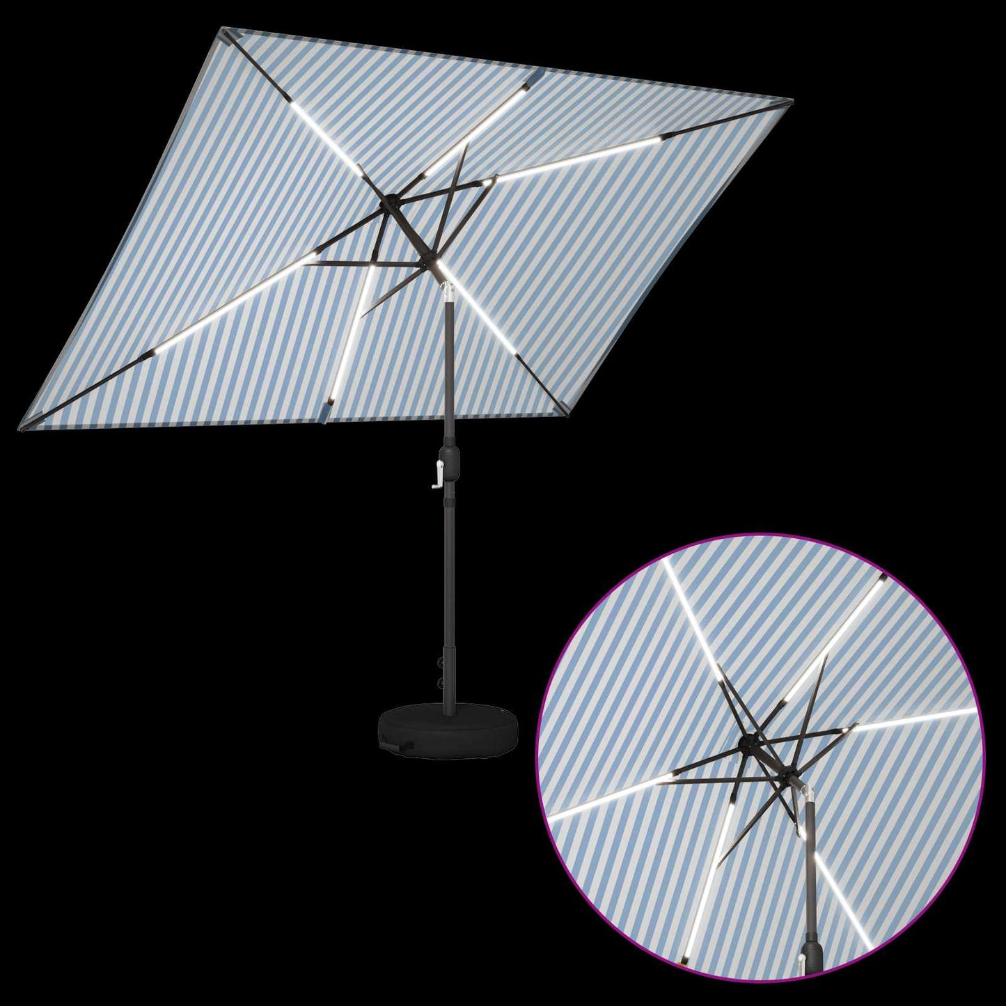 vidaXL Garden Parasol with LED Lights and Base 200 x 300 cm Polyester