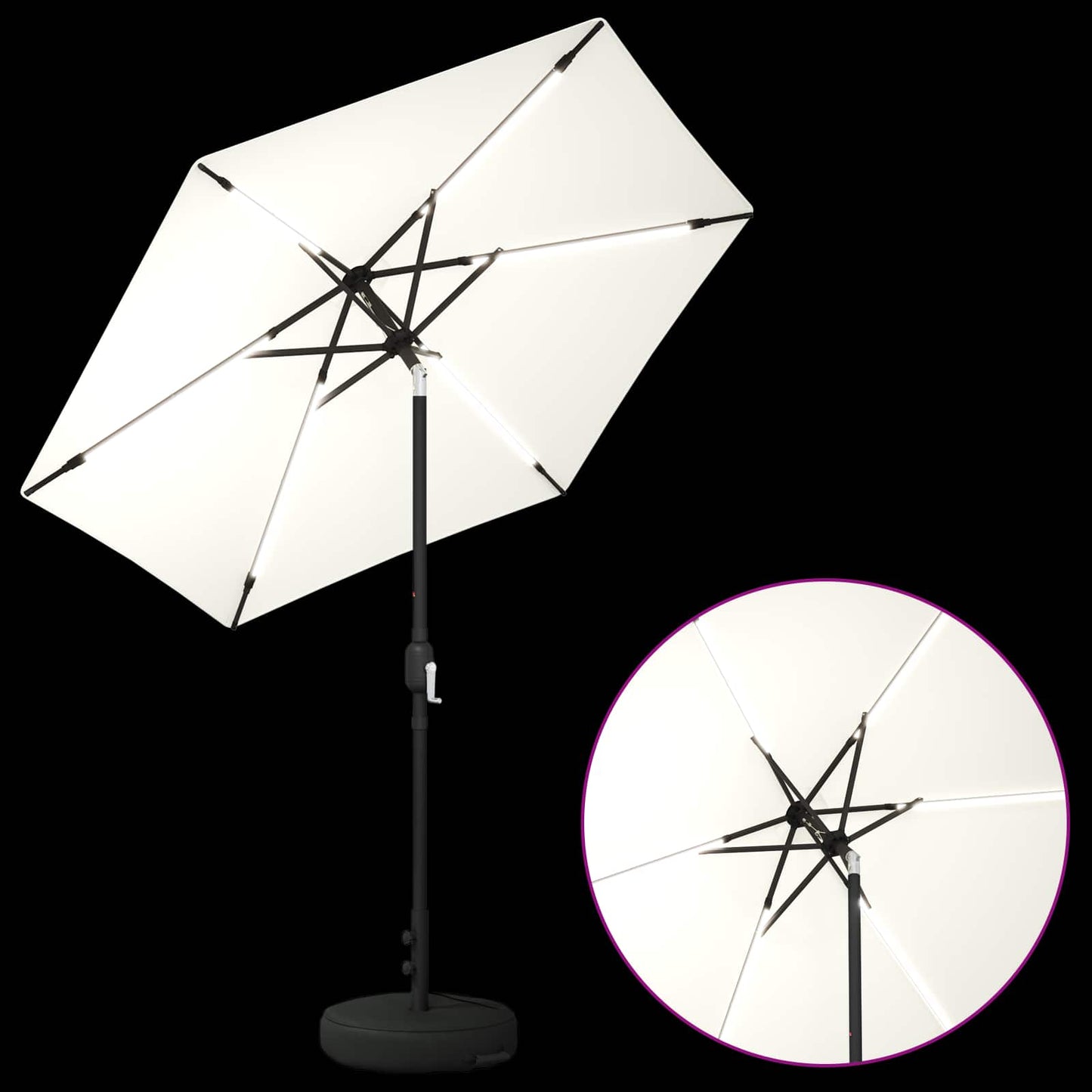 vidaXL Garden Parasol with LED Lights and Base 230 x 230 cm Polyester