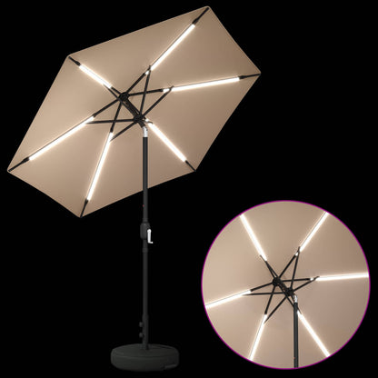 vidaXL Garden Parasol with LED Lights 230 x 230 cm Polyester Taupe