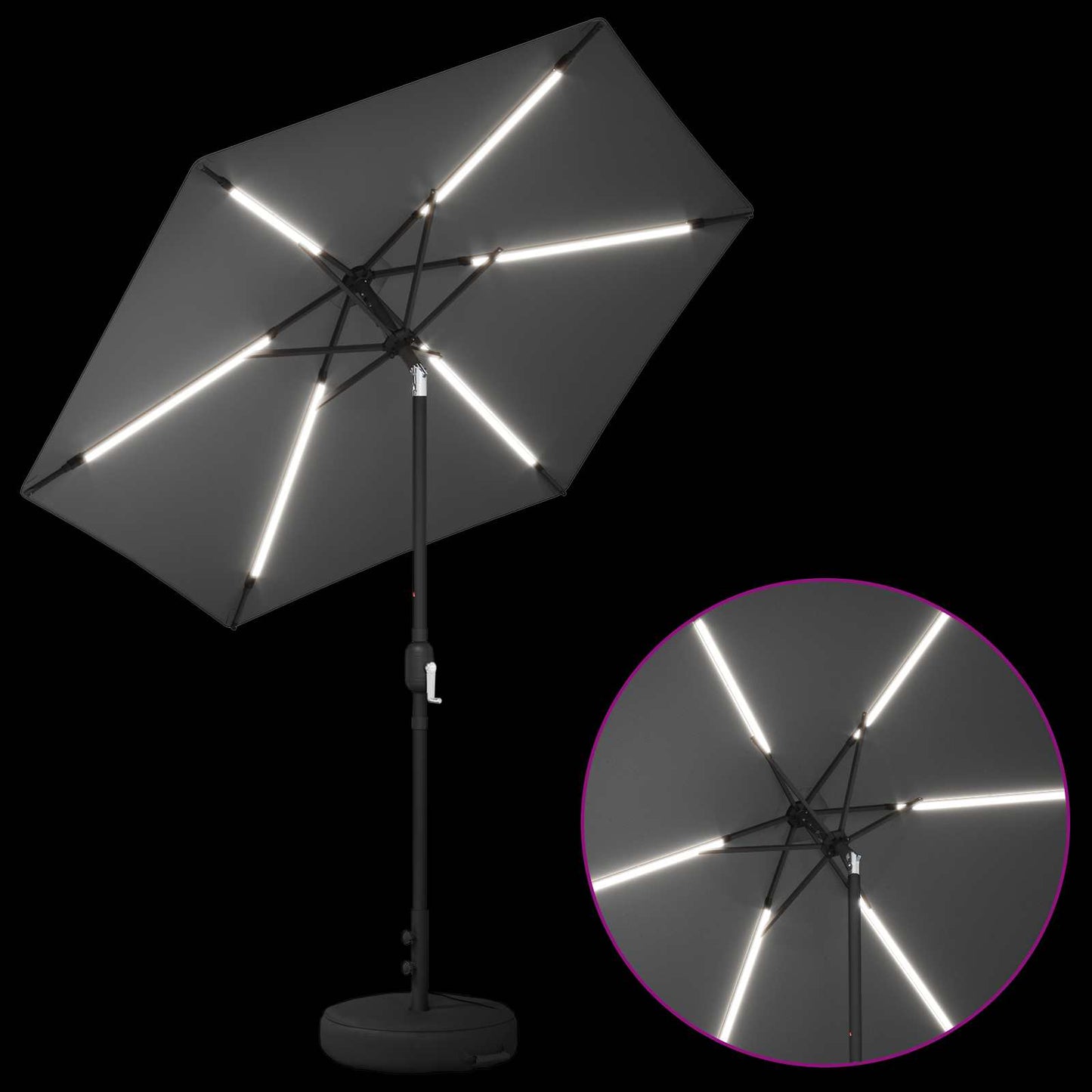 vidaXL Garden Parasol with LED Lights and Base 230 x 230 cm Polyester