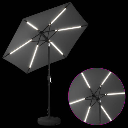 vidaXL Garden Parasol with LED Lights and Base 230 x 230 cm Polyester