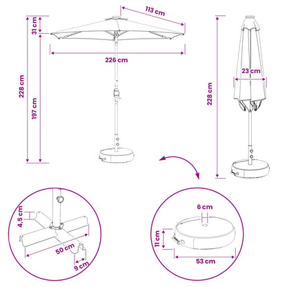 vidaXL Garden Parasol with LED Lights and Base 230 x 230 cm Polyester