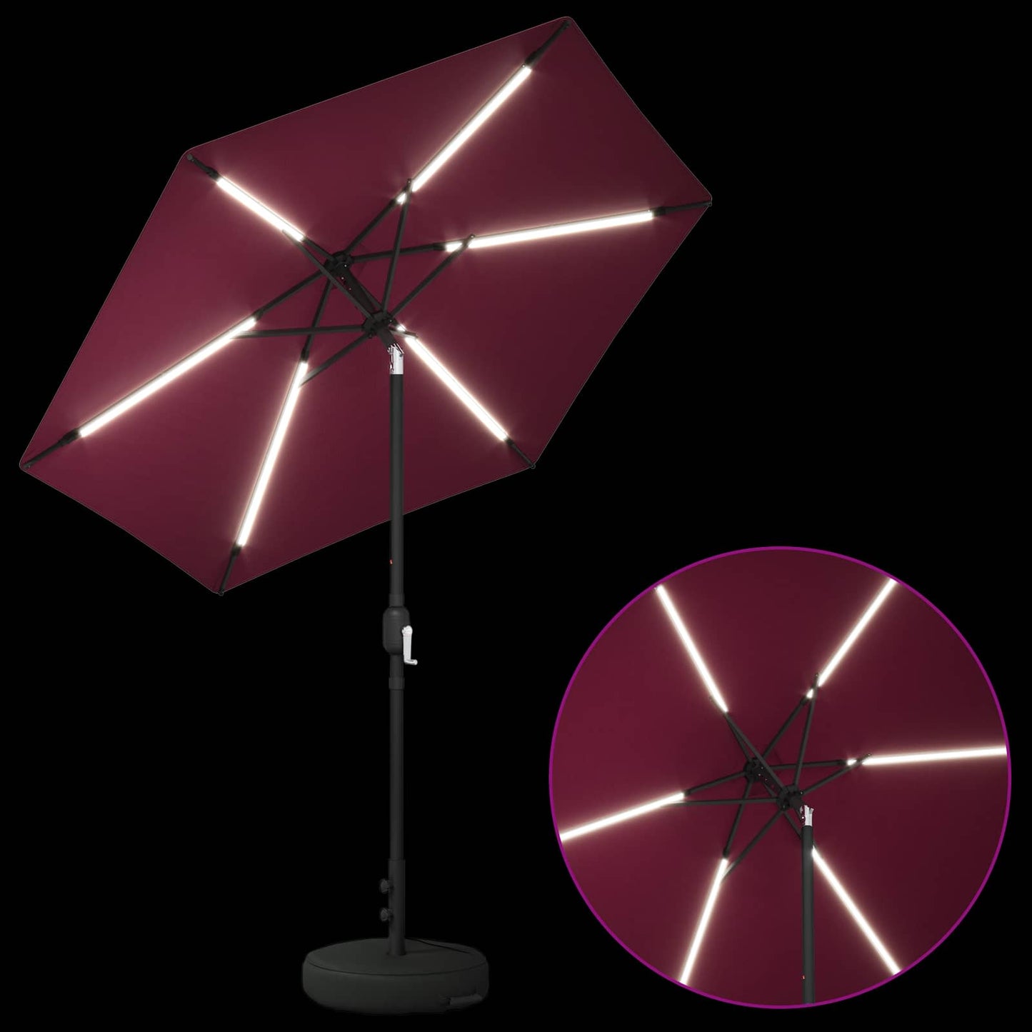 vidaXL Garden Parasol with LED Lights and Base 230 x 230 cm Polyester