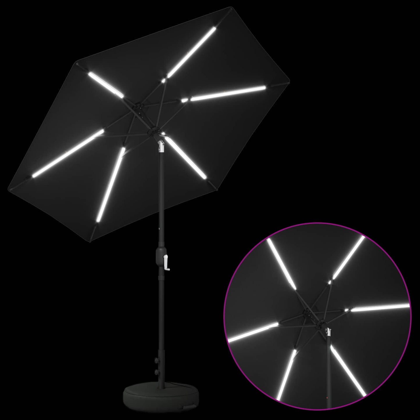 vidaXL Garden Parasol with LED Lights 230 x 230 cm Polyester Black