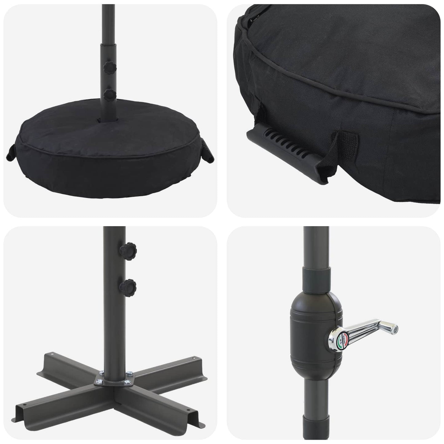 vidaXL Garden Parasol with LED Lights and Base 230 x 230 cm Polyester