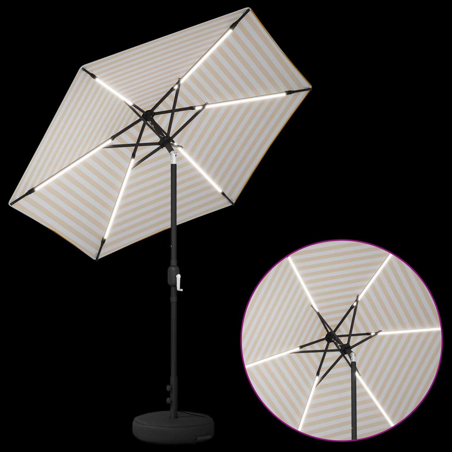 vidaXL Garden Parasol with LED Lights and Base 230 x 230 cm Polyester