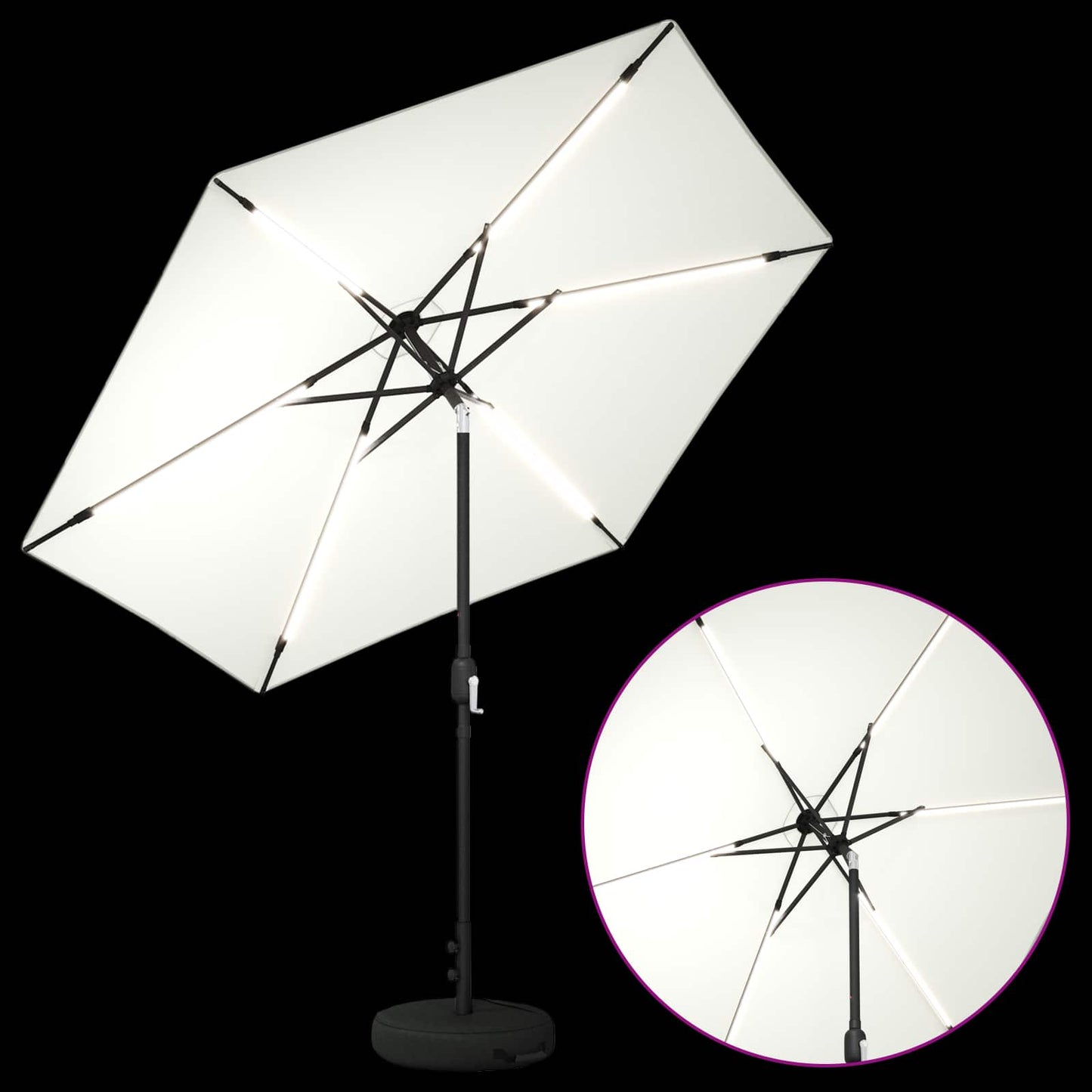 vidaXL Garden Parasol with LED Lights and Base 270 x 270 cm Polyester