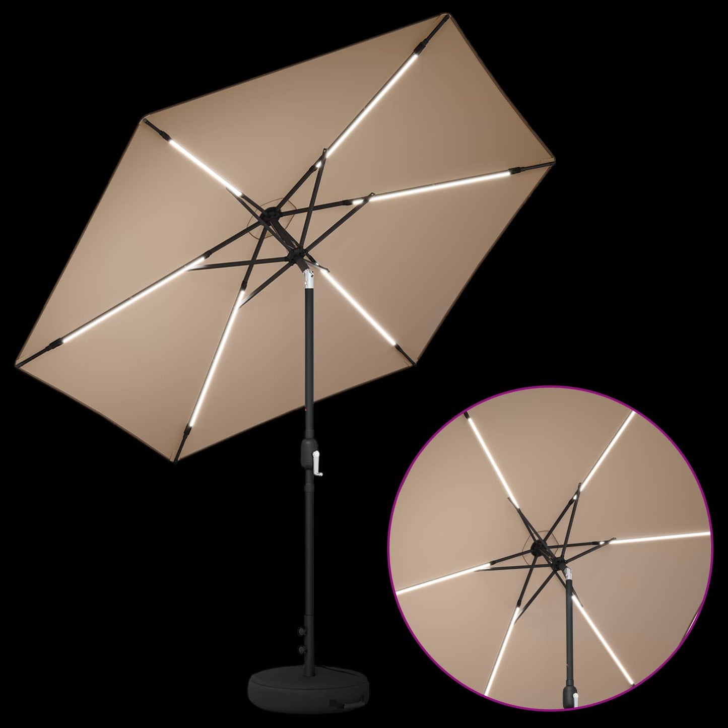 vidaXL Garden Parasol with LED Lights 270 x 270 cm Polyester Taupe