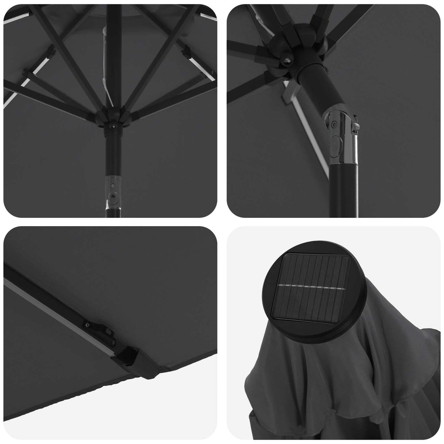 vidaXL Garden Parasol with LED Lights and Base 270 x 270 cm Polyester