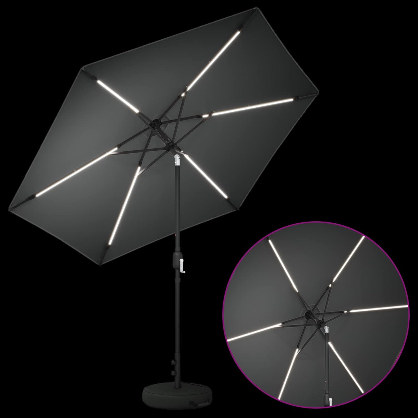 vidaXL Garden Parasol with LED Lights and Base 270 x 270 cm Polyester