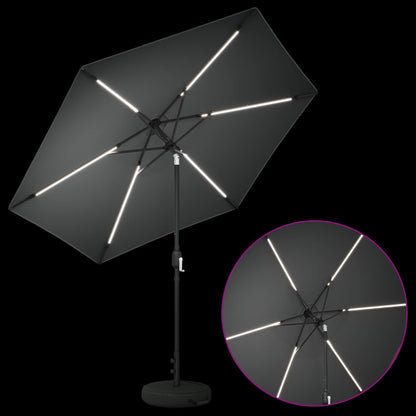 vidaXL Garden Parasol with LED Lights and Base 270 x 270 cm Polyester