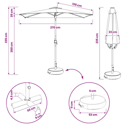 vidaXL Garden Parasol with LED Lights and Base 270 x 270 cm Polyester