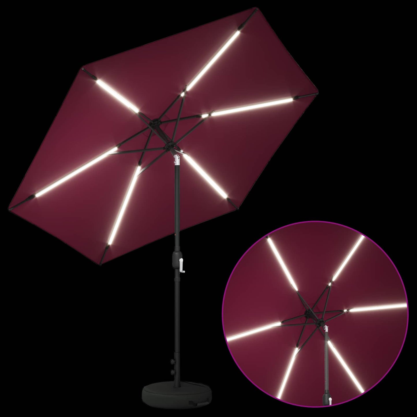vidaXL Garden Parasol with LED Lights and Base 270 x 270 cm Polyester