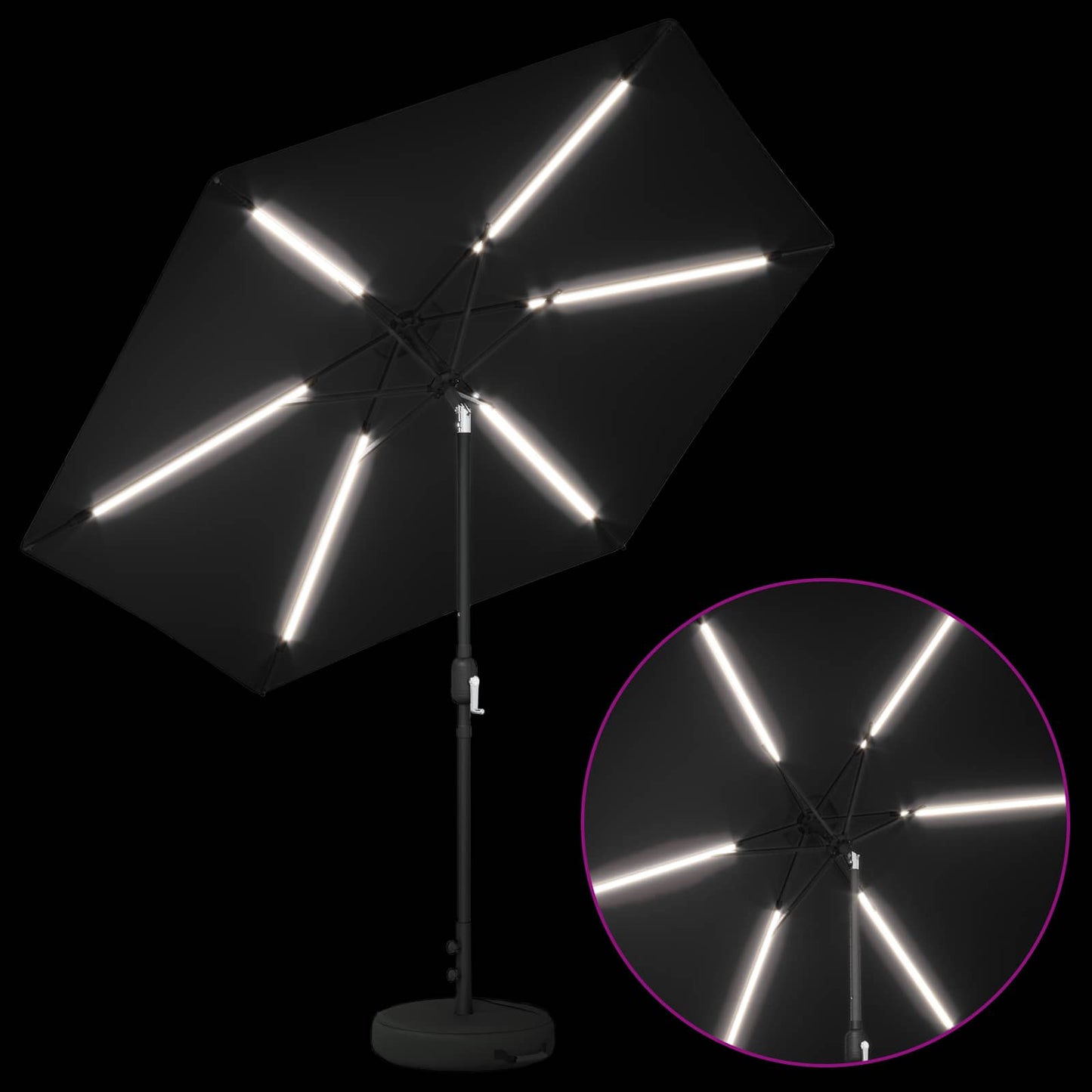 vidaXL Garden Parasol with LED Lights and Base 270 x 270 cm Polyester