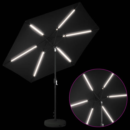 vidaXL Garden Parasol with LED Lights and Base 270 x 270 cm Polyester
