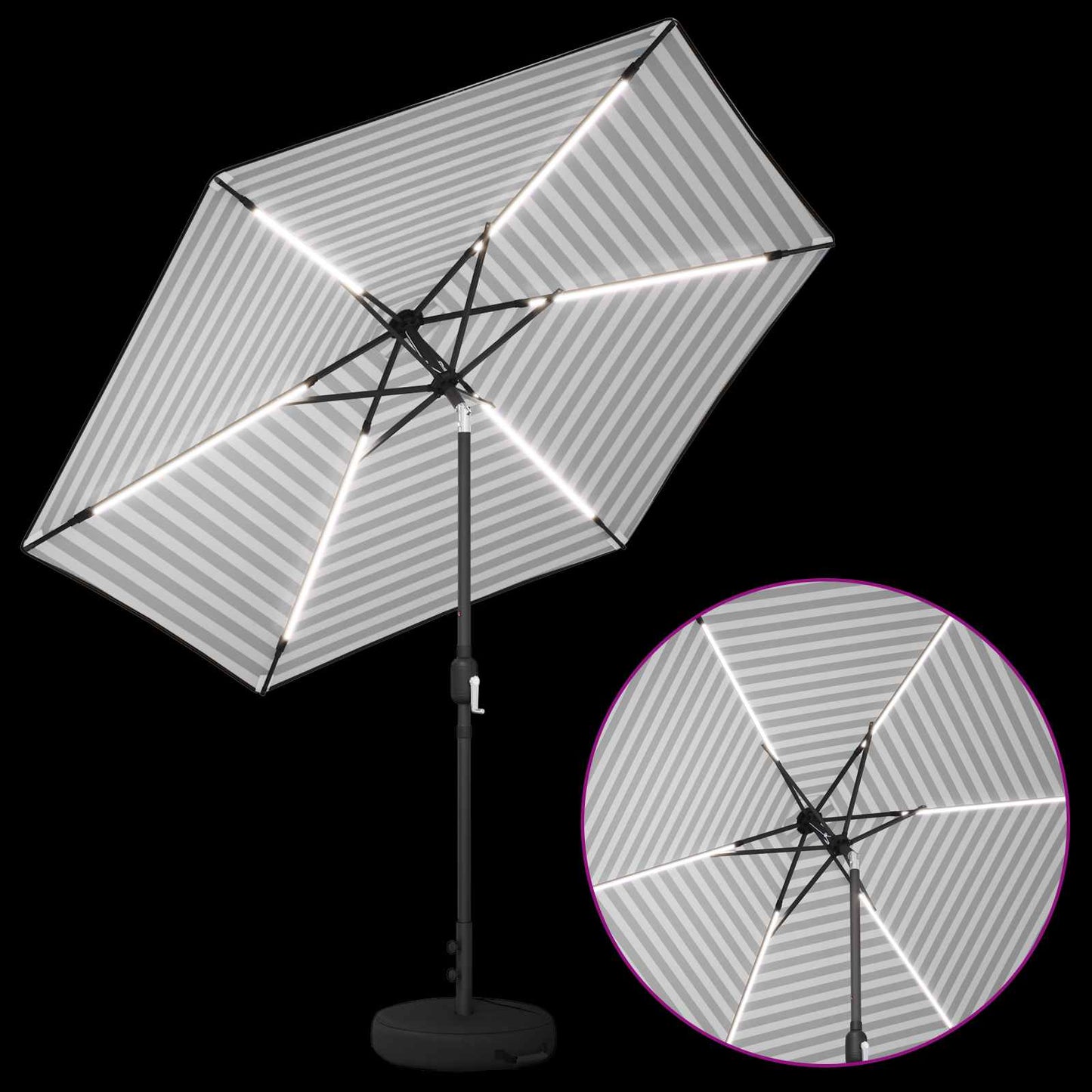 vidaXL Garden Parasol with LED Lights and Base 270 x 270 cm Polyester