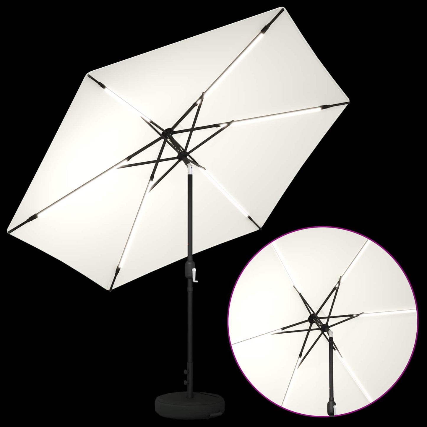 vidaXL Garden Parasol with LED Lights and Base 300 x 300 cm Polyester