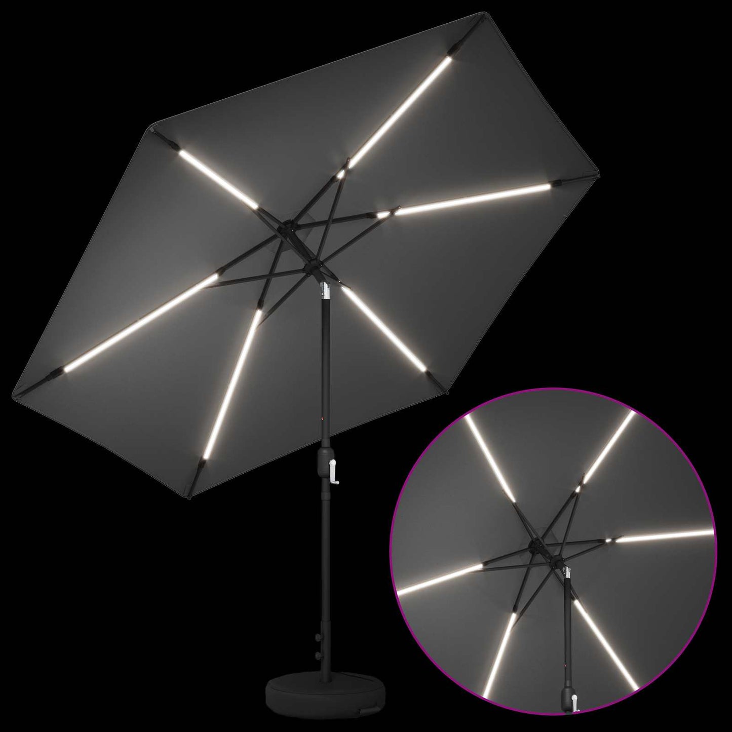 vidaXL Garden Parasol with LED Lights and Base 300 x 300 cm Polyester