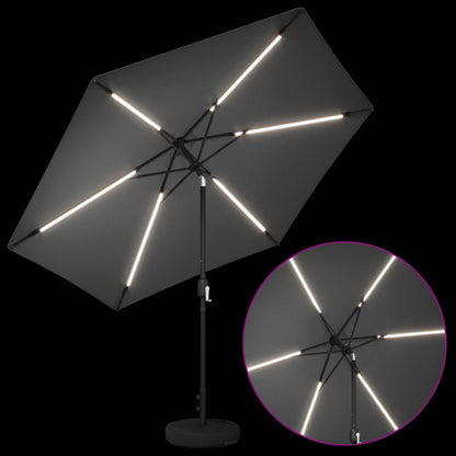 vidaXL Garden Parasol with LED Lights and Base 300 x 300 cm Polyester
