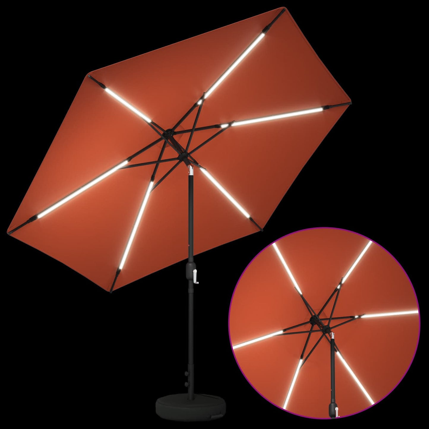 vidaXL Garden Parasol with LED Lights and Base 300 x 300 cm Polyester