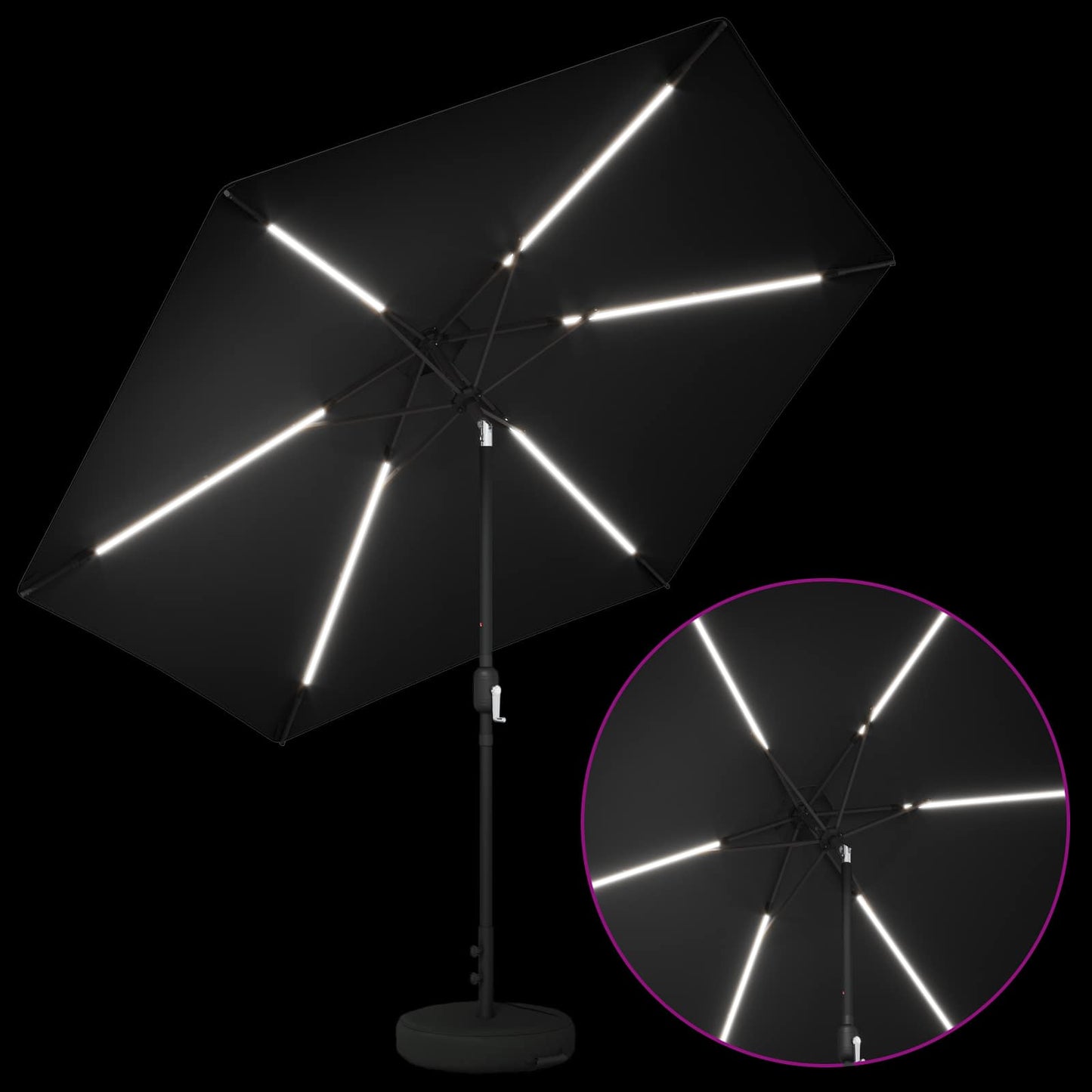 vidaXL Garden Parasol with LED Lights and Base 300 x 300 cm Polyester