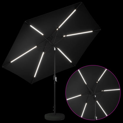 vidaXL Garden Parasol with LED Lights and Base 300 x 300 cm Polyester