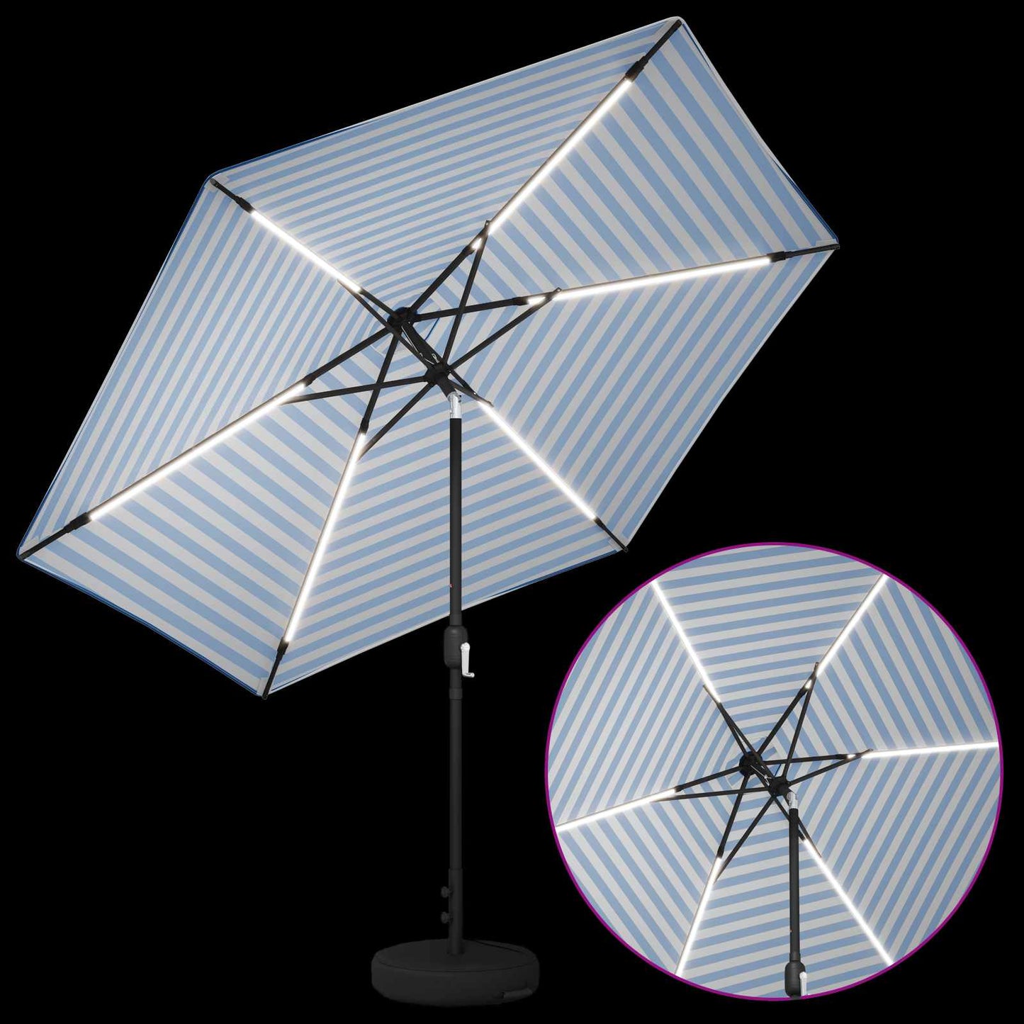 vidaXL Garden Parasol with LED Lights and Base 300 x 300 cm Polyester
