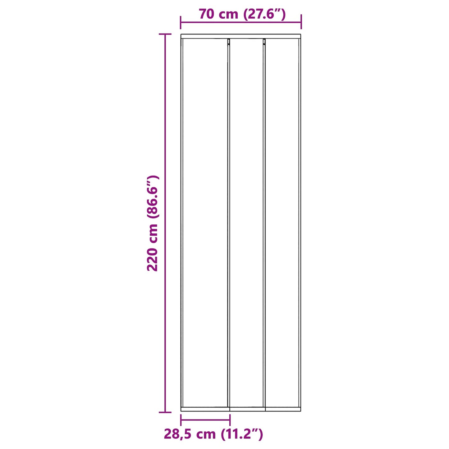 vidaXL Insect Door Screen with Mesh Curtain Black 70 x 220 cm