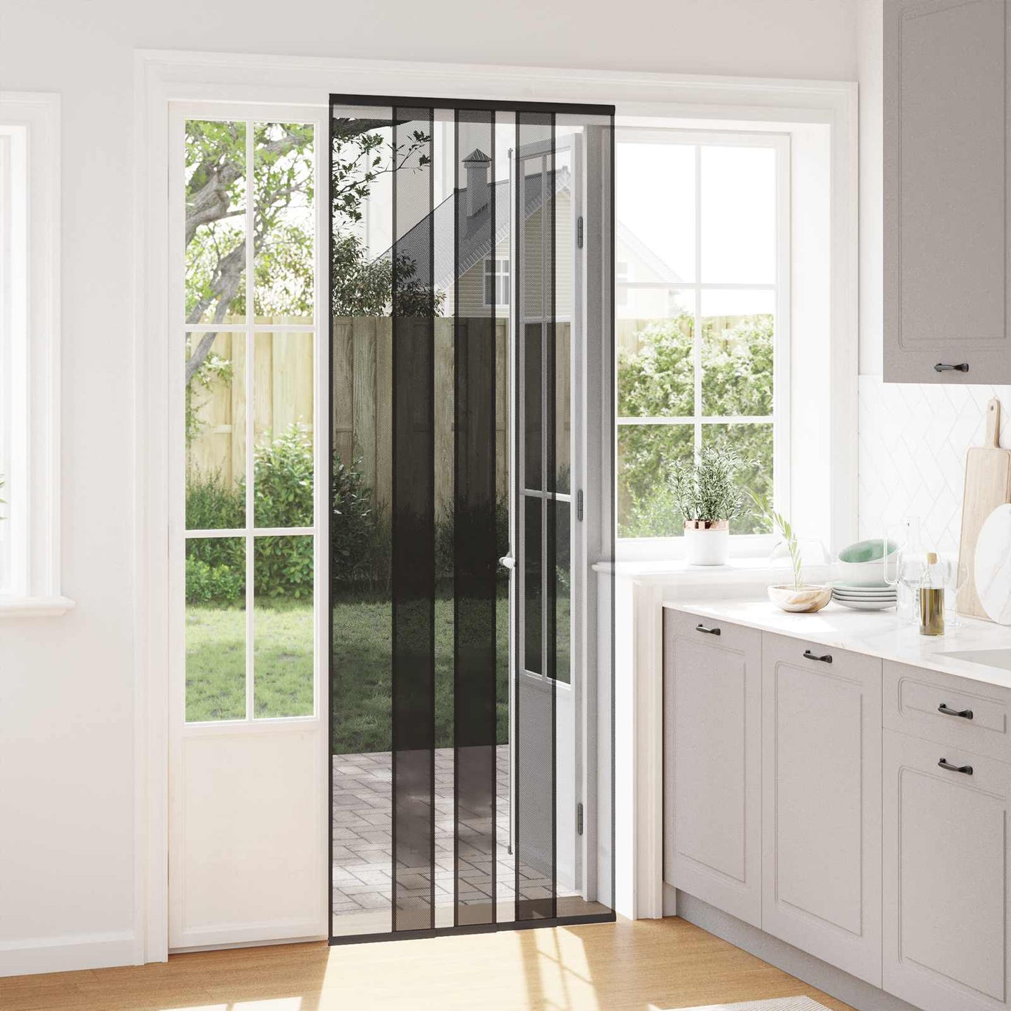 vidaXL Insect Door Screen with Mesh Curtain Black 80 x 220 cm