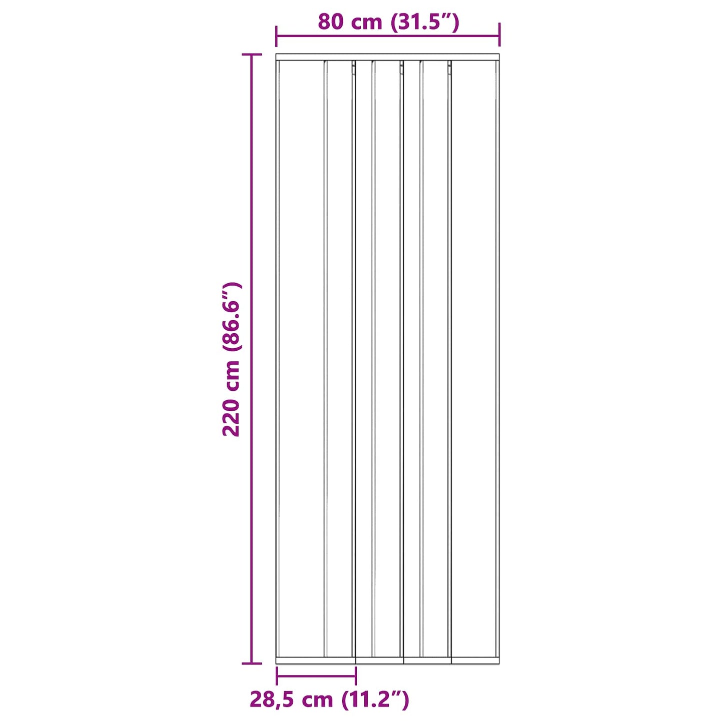 vidaXL Insect Door Screen with Mesh Curtain Black 80 x 220 cm