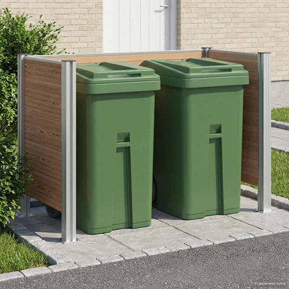 vidaXL Garbage Bin Fence Brown 161 x 85 x 115 cm Aluminium and WPC