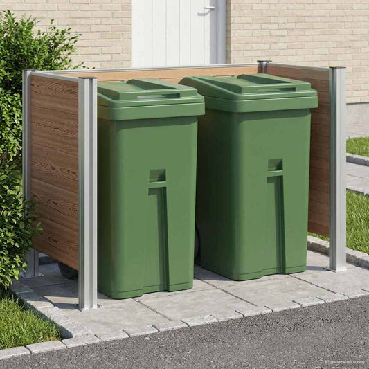 vidaXL Garbage Bin Fence Brown 161 x 85 x 115 cm Aluminium and WPC