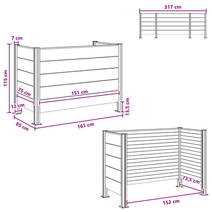 vidaXL Garbage Bin Fence Brown 161 x 85 x 115 cm Aluminium and WPC