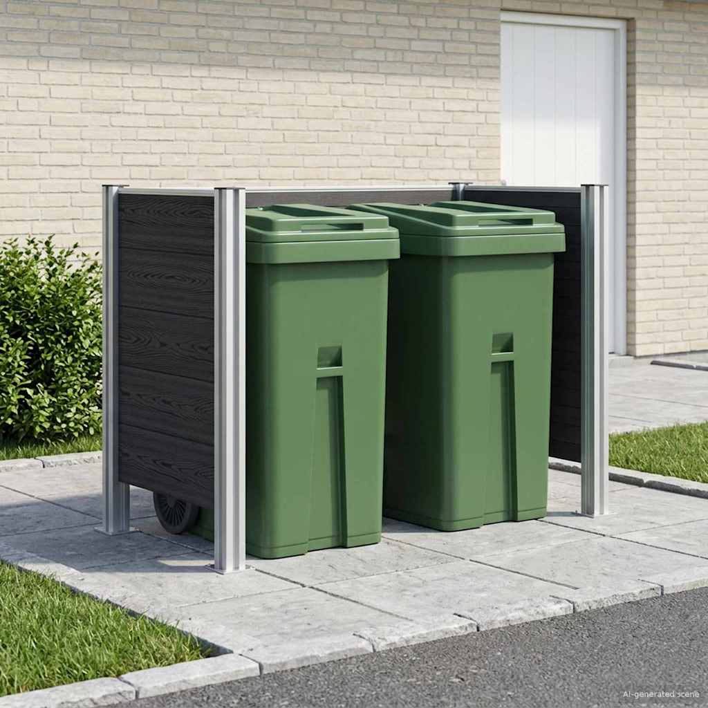 vidaXL Garbage Bin Fence Grey 161 x 85 x 115 cm Aluminium and WPC