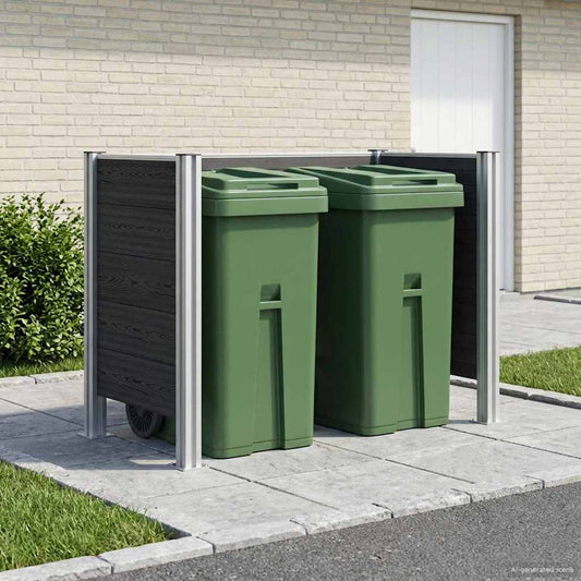vidaXL Garbage Bin Fence Grey 161 x 85 x 115 cm Aluminium and WPC