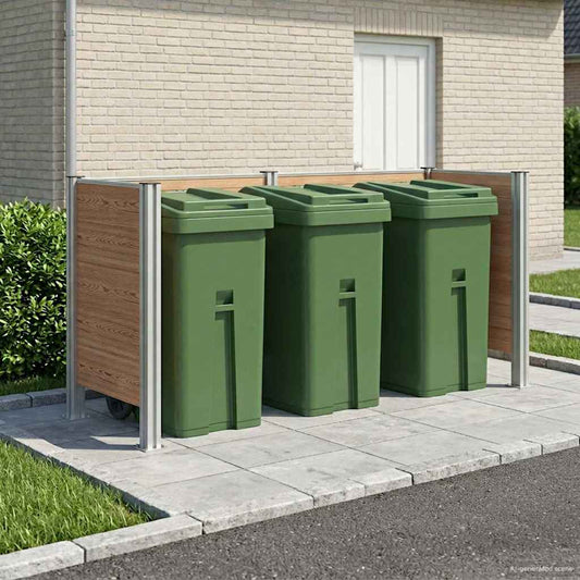 vidaXL Garbage Bin Fence Brown 237 x 85 x 115 cm Aluminium and WPC