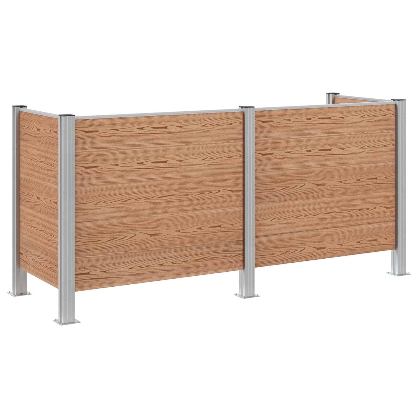 vidaXL Garbage Bin Fence Brown 237 x 85 x 115 cm Aluminium and WPC