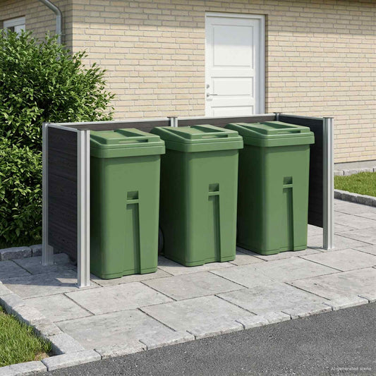 vidaXL Garbage Bin Fence Grey 237 x 85 x 115 cm Aluminium and WPC