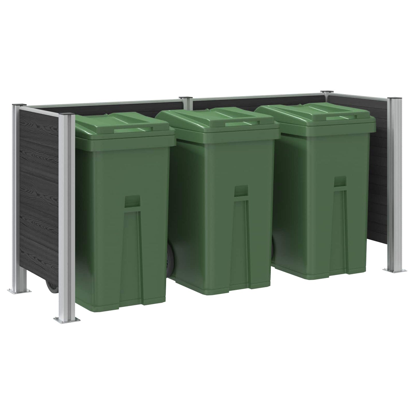 vidaXL Garbage Bin Fence Grey 237 x 85 x 115 cm Aluminium and WPC