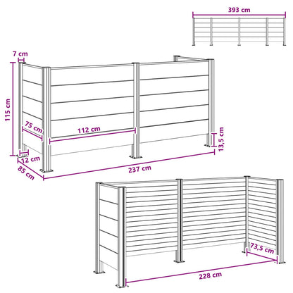 vidaXL Garbage Bin Fence Grey 237 x 85 x 115 cm Aluminium and WPC