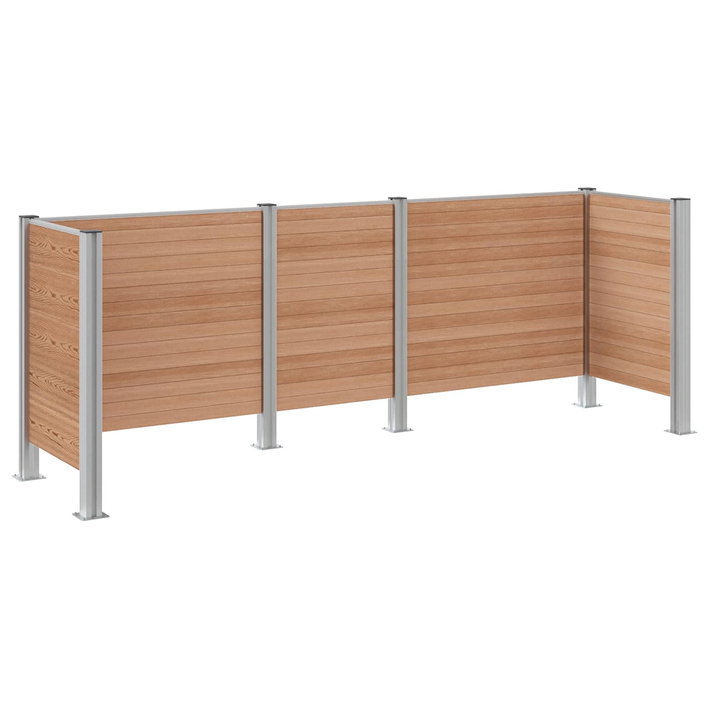 vidaXL Garbage Bin Fence Brown 315 x 85 x 115 cm Aluminium and WPC