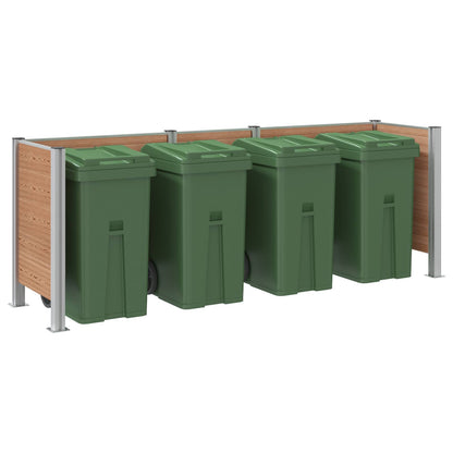 vidaXL Garbage Bin Fence Brown 315 x 85 x 115 cm Aluminium and WPC